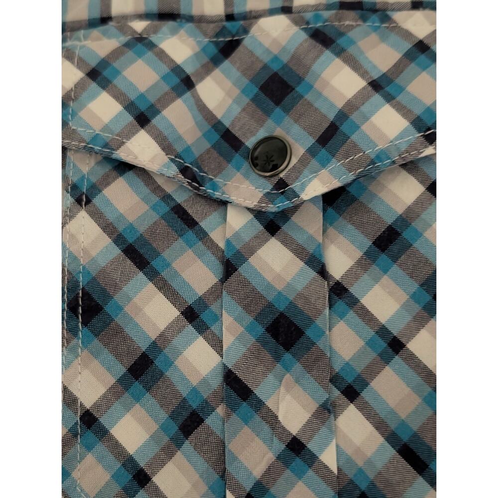 Kenneth Cole Reaction Mens Plaid Short Sleeve Snap Buttons Collared Shirt XXL - Picture 2 of 9